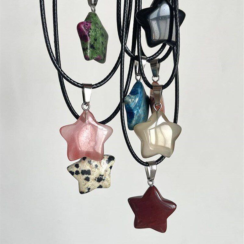 Trend Natural Stone Hexagon Crystal Rose Quartz Opal Star Pe