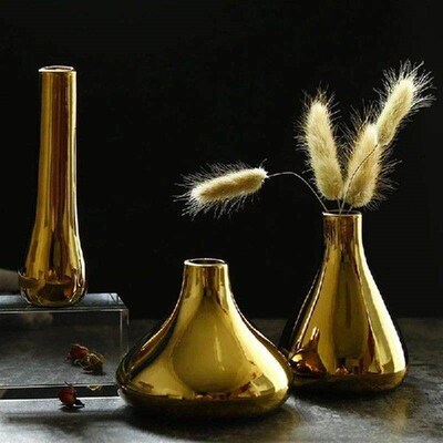 Nordic Home Office Desktop Decoration Luxury Vases Plated