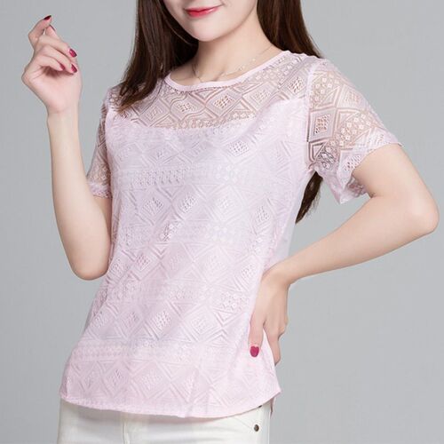 New Women Clothing Chiffon Blouse Lace Crochet Female Korean