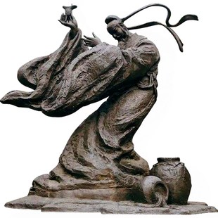 李白黄铜艺术雕像制作铸铜玻璃钢景观人物雕塑品定制落地青铜摆件