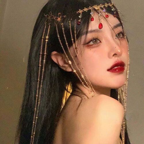 Fairy Long Tassel Veil Hair Ornaments Forehead Chain Face Cu