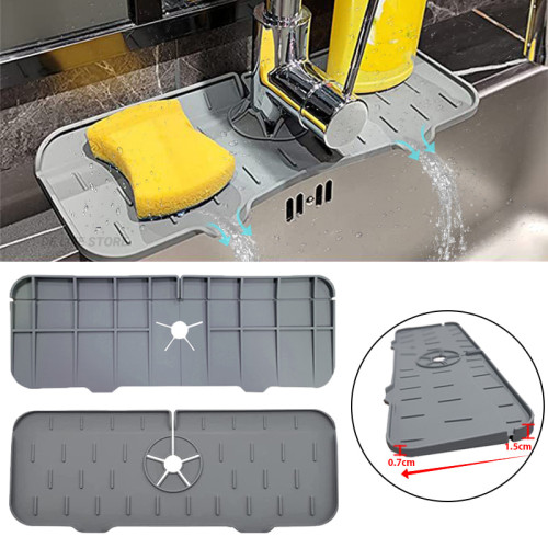 Silicone Kitchen Faucet Absorbent Mat Sink Sponge Holder Fol