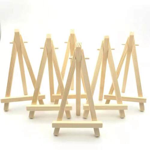 10pcs Wood Mini Easel Frame Desktop Triangle Display Stand W