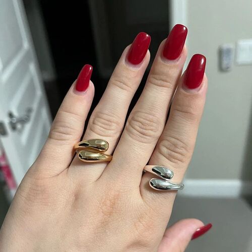 Stainless Steel Smooth Double Ball Beads Rings For Women 202