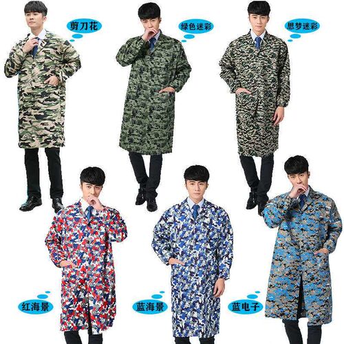 Blue coat overalls printing long workshop handling clothing