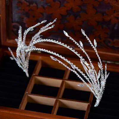 Baroque Crystal Rhinestone  Tassel Leaf Hairband Women Brida