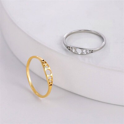 Skyrim Moon Phase Ring Stainless Steel Crescent Moon Women R