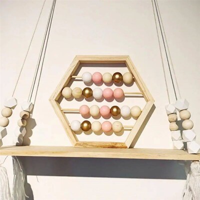 Natural Wooden Abacus Bead Crafts Infant Early Education Edu