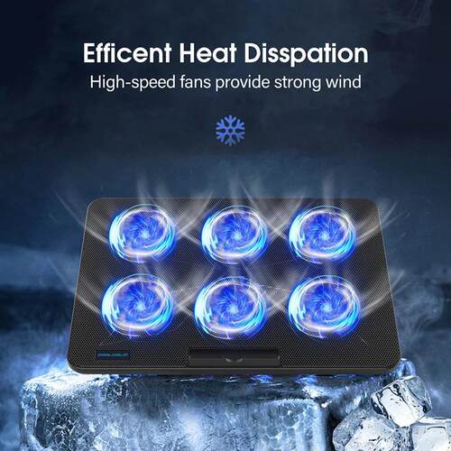 Coolcold 15.6-17.3inch Laptop Cooling Pad with 6 Quiet Fans,