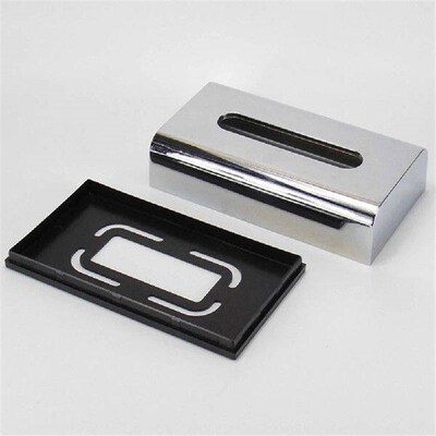 Plastic Electroplated Tissue Box Modern Silver