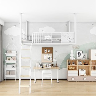 现代铁艺省空间铁艺吊床高架床下空宿舍阁楼床衣柜梯床公寓悬挂床