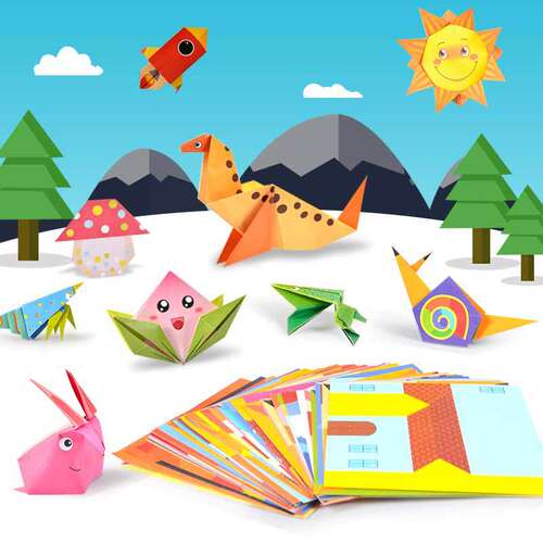 54Pages 3D Origami Paper DIY Kids Craft Toys Cartoon Animal
