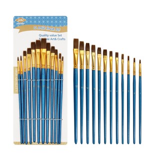 Pearlescent Blue Rod Nylon Hair Brush 12Piece Set Watercolor