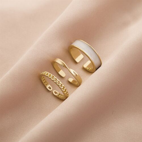 LATS  New Gothic Style Three Piece Opening Rings for Woman F