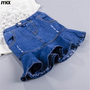 Girls 2023 Spring and Summer Skirt New Girls Denim Skirt Fis