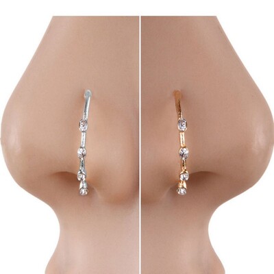 Nose唇钉鼻环鼻钉无洞夹nose ring 印度With diamond Circle 银色