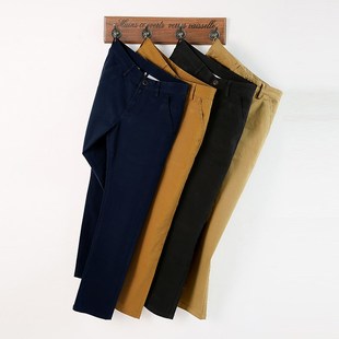 Mens Pants Cotton Casual  Stretch Male Trousers Long Straigh
