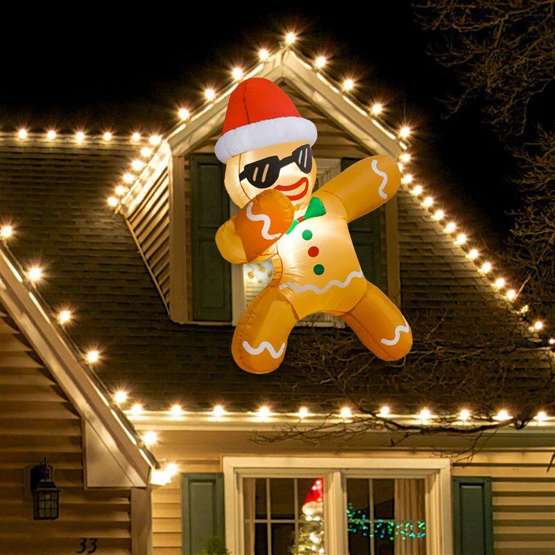 Christmas Inflatables Gingerbread Man Built-in LED Lights Ch