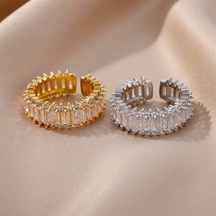 Cubic Zircon Ring Fashion Women Color for Open Gold
