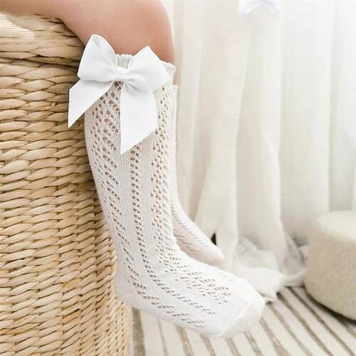 New Summer Baby Knee High Socks Kids Girls Bow Long Sock Sof