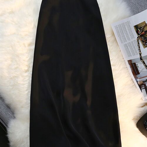 Syiwidii Silk Satin Long Skirts for Women 4 Seasons Elegant