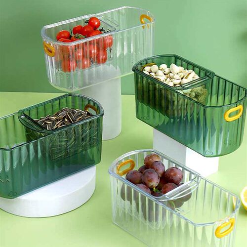 Double-layer Lazy Food Plate Fruit Plate Draining Basket Hou