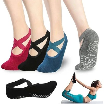 2 Pairs Women Yoga Socks Silicone Anti-slip Ballet Pilates S