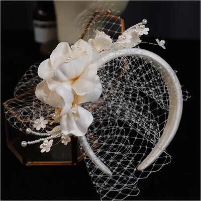 Pearl Bridal Banquet Hair Wear Bow Hairband Satin Korean Wed