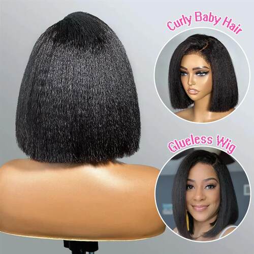 Short Bob Glueless Ready To Wear HD Closure Wig Human Hair K