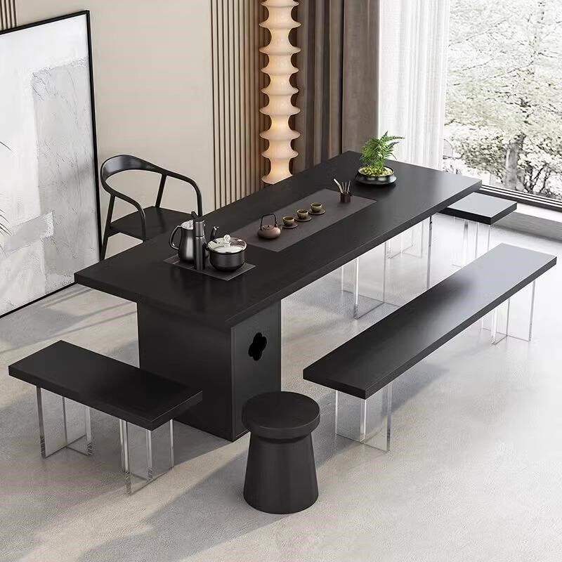 侘寂风实木茶台客厅碳化黑色大板会客泡茶桌书桌民宿茶室接客桌椅,住宅家具,家用茶台/茶桌,淘宝优惠券,粉丝福利购,淘宝优惠卷