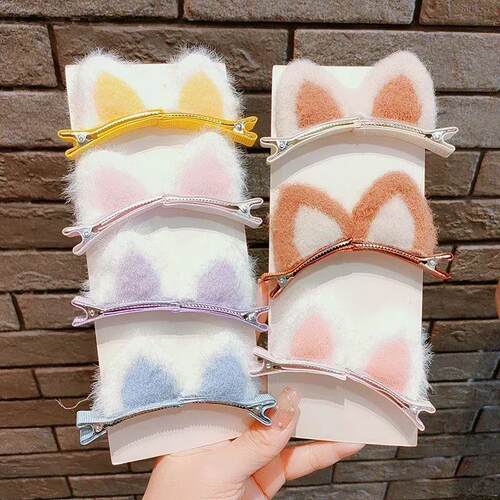 2pcs Korean Cat Ears Hair Pin 3D Kids Cute Hair Pin Children