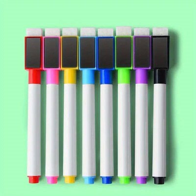 8 Colors Dry Erase Pen with Magnetic Markers for Office Whit