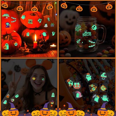 Glow-in-the-Dark Halloween Temporary Tattoos, with a