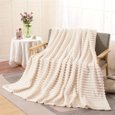 1pc Solid Color Flannel Blanket Soft Warm Throw Blankets