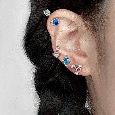 Sweet Cool Stainless Steel Cross Moon Piercing Cartilage Stu