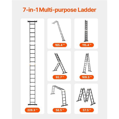 Multi-Purpose Folding Ladder 7-in-1 5 Step 19ft Reach Height