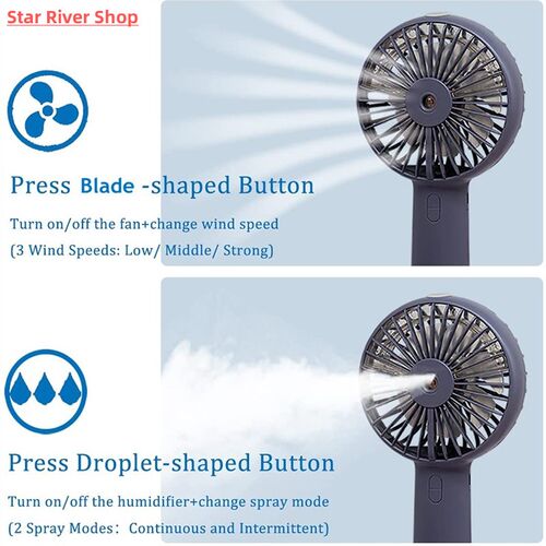 Battery Portable Water Spray Mist Fan Electric USB Rechargea