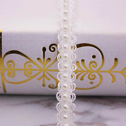 1yard/lot White black Pearl Bead lace Ribbon Tape lace fabri
