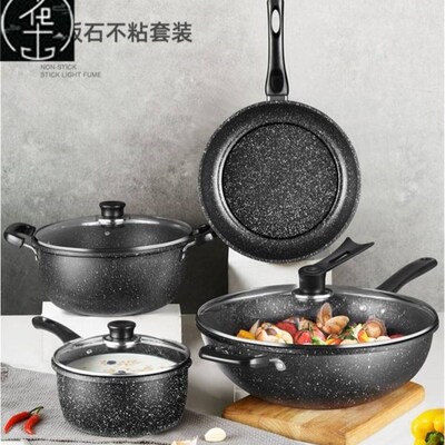 Kitchen cooking pot 3set frying pan soup non stick tool pot