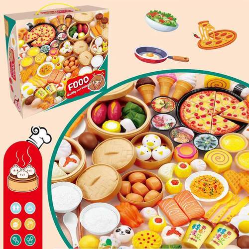 Play Food Sets for Kids Kitchen Plastic Mini Chinese Cooking