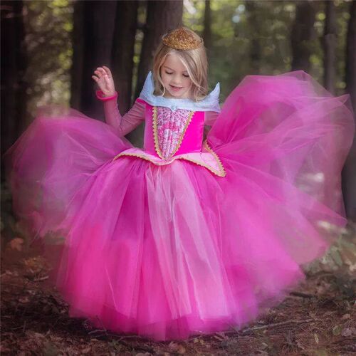 Girls Sleeping Beauty Aurora Cosplay Dress Off Shoulder Prom