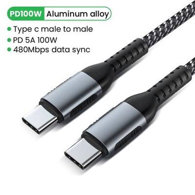 USB C To USB Type C Cable 100W 60W PD Fast Charger Cord Usb