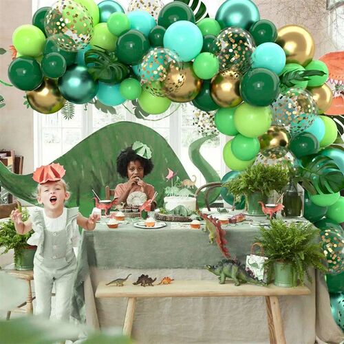 145pcs Green Balloons Garland Arch Kit Jungle Safari Birthda
