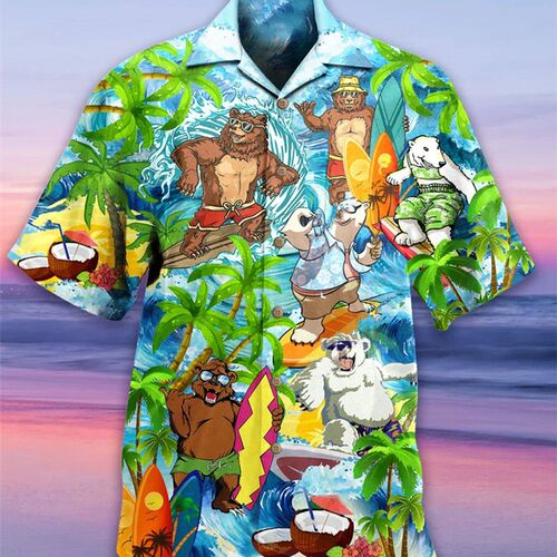 Summer Hot Sale Hawaiian Shirt for Men 3d Cartoon Flamingo M
