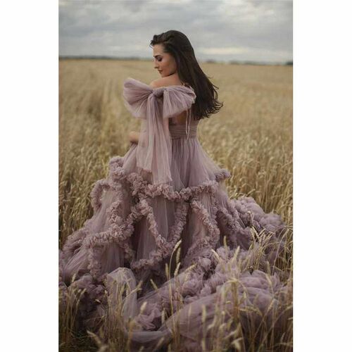 Dusty Pink Maternity Prom Dress Robes for Photo Shoot or bab