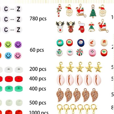 Mix Christmas Clay Beads For Diy Bracelet Making Set Crafts
