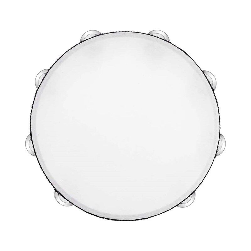 Tambourine for Adults 10 Inch Hand Held Drum Bell Birch Meta - 实物图