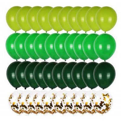40pcs Green Balloons Set Metallic Confetti Balloon Jungle Sa