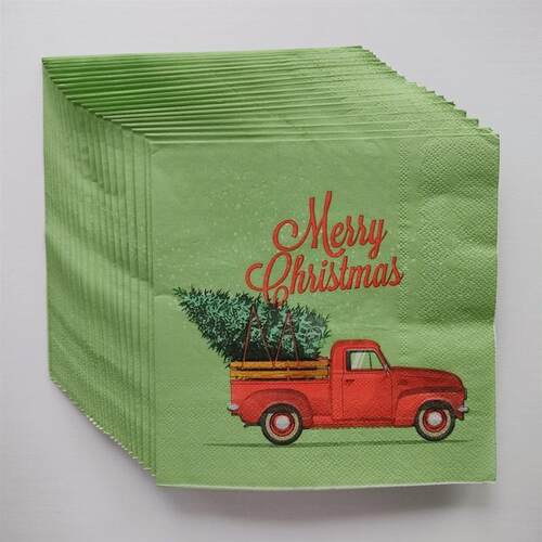 Christmas Tree Green Paper Napkins Party 圣诞节绿色餐巾纸