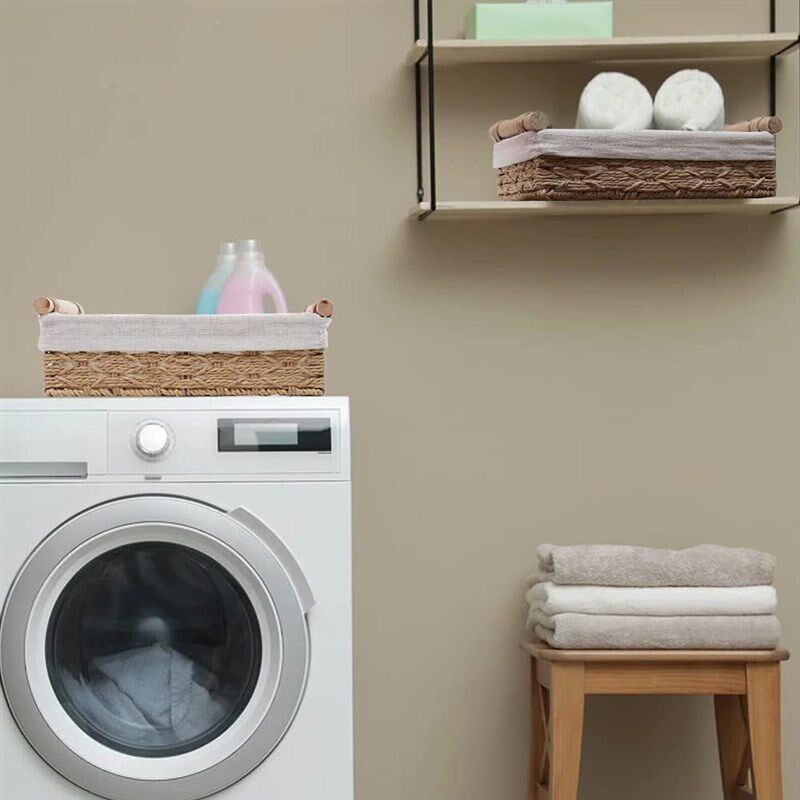 Round Paper Rope  Wicker Baskets Organizing Storage Bins - 实物图